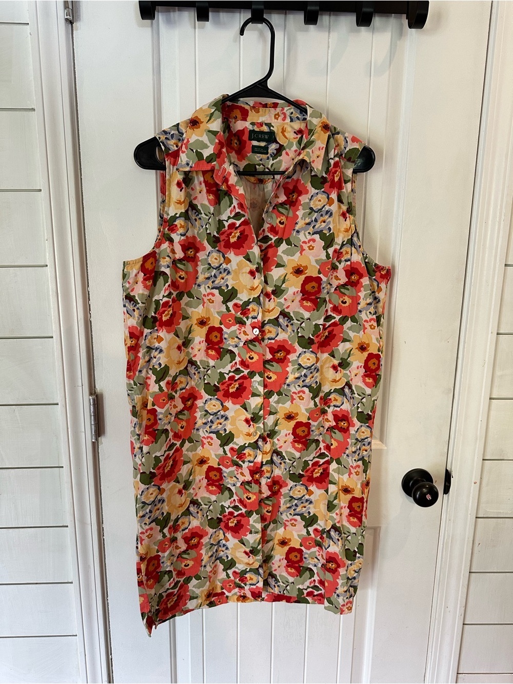 J. Crew vintage 100% cotton Floral Sleeveless Shift Dress in Red, Yellow, Green
